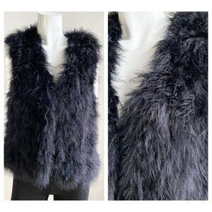 Club Monaco Black Marabou Feather Vest  S